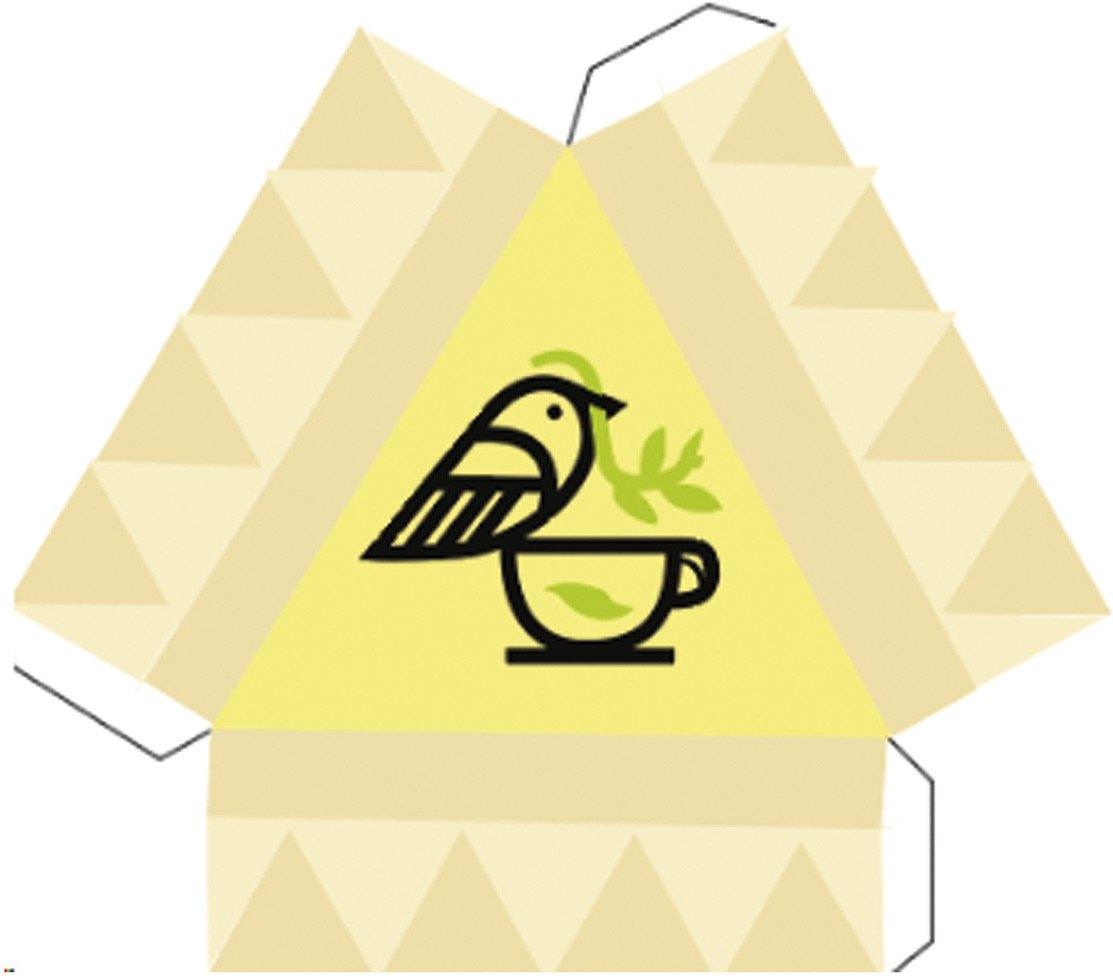 Die-line and folded triangle motif