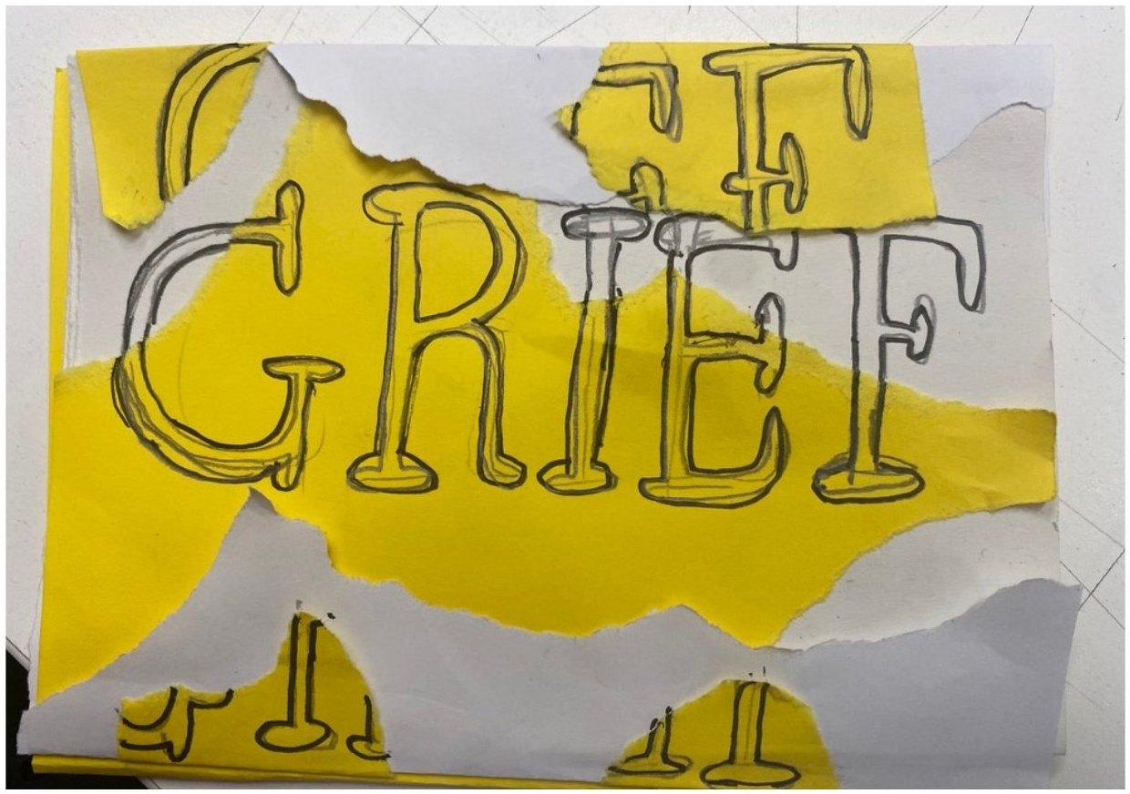 Early study — the keyword drawn, torn and rebuilt by hand