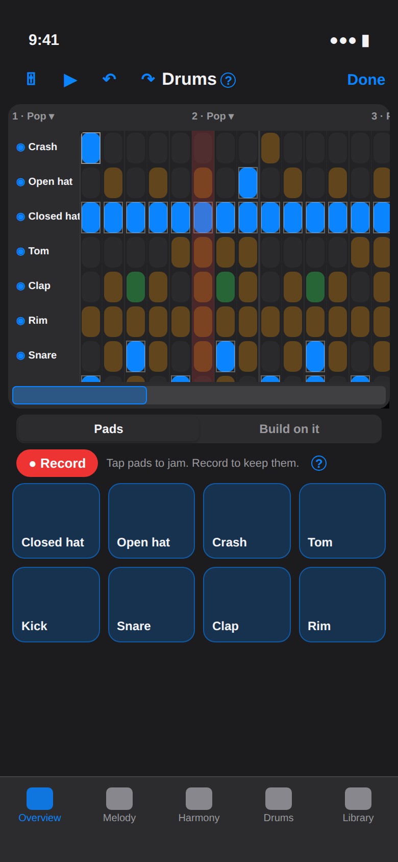 Eight lanes and a set of pads you can record into