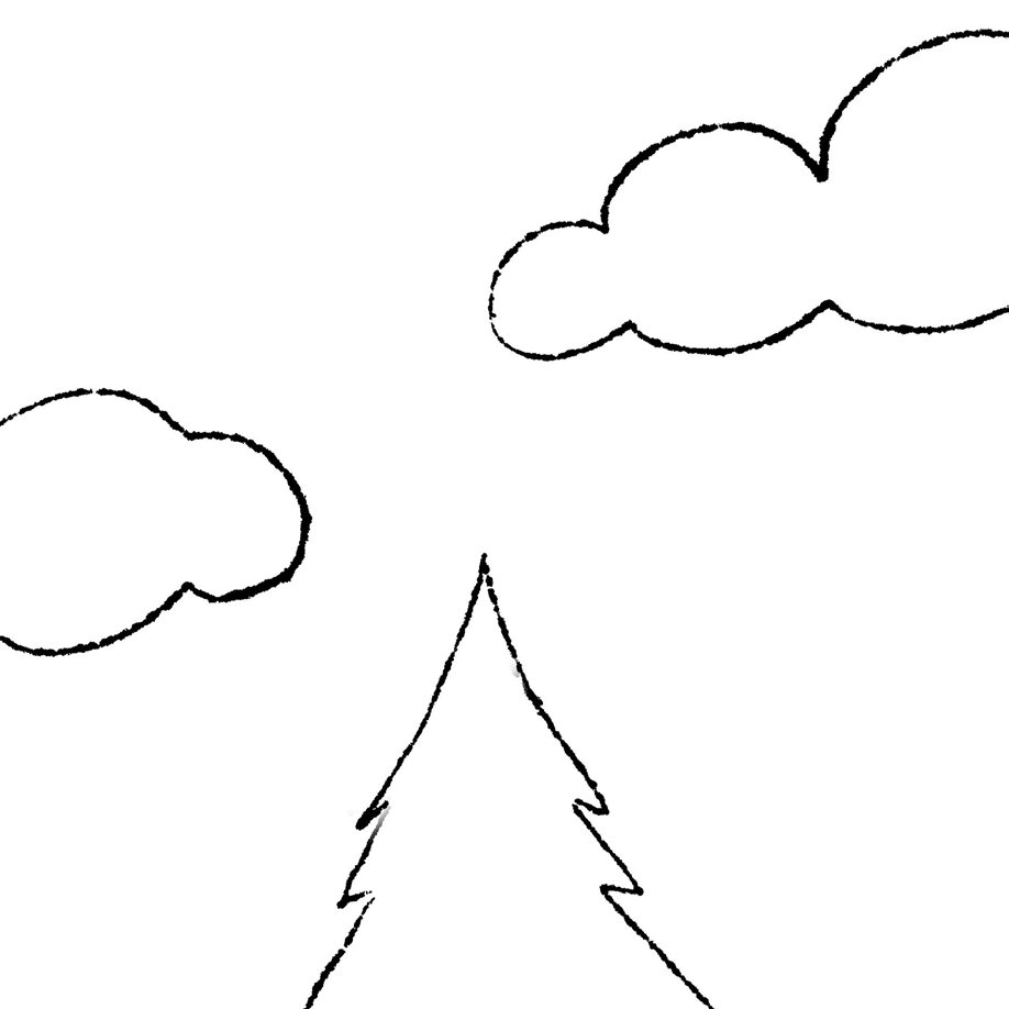 Drawn frame — cloud and tree