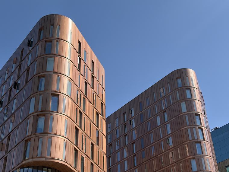 Copper, curved, in full sun