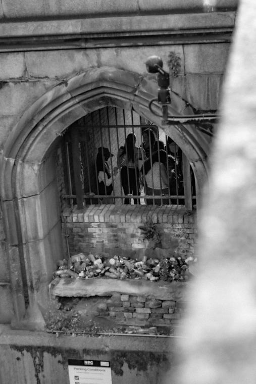 A doorway, in black and white
