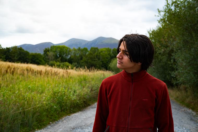 Red against the hills