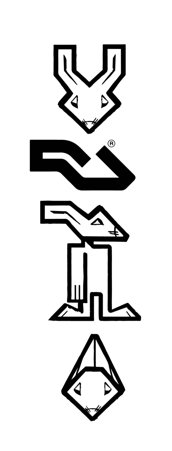 Mascot construction — the monogram stood up and given ears
