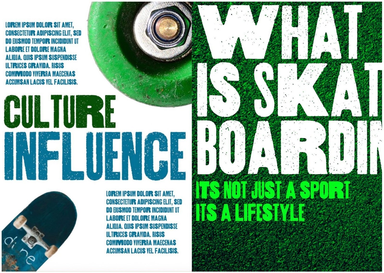 Posters — Culture / Influence, colour lifted from old skate magazines