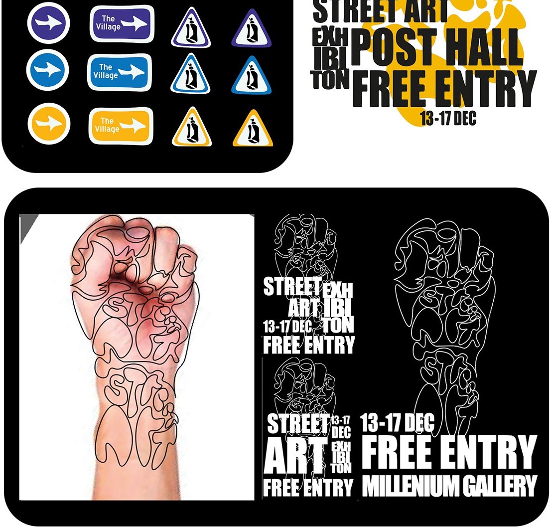 Wayfinding icons, and the fist as a temporary tattoo