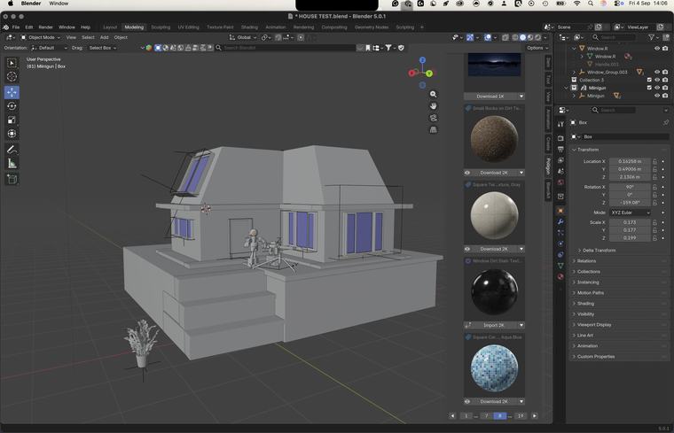The first block-out, in material preview
