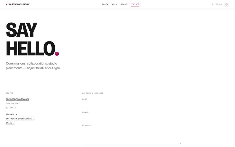 The site, on a desktop