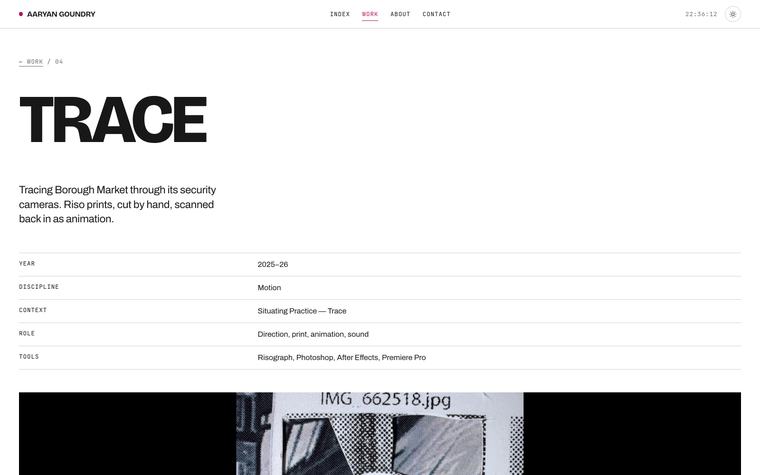The site, on a desktop