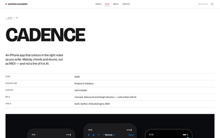 The site, on a desktop