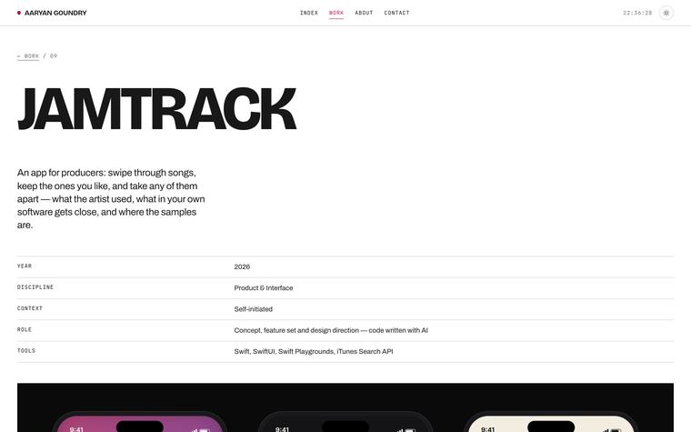 The site, on a desktop