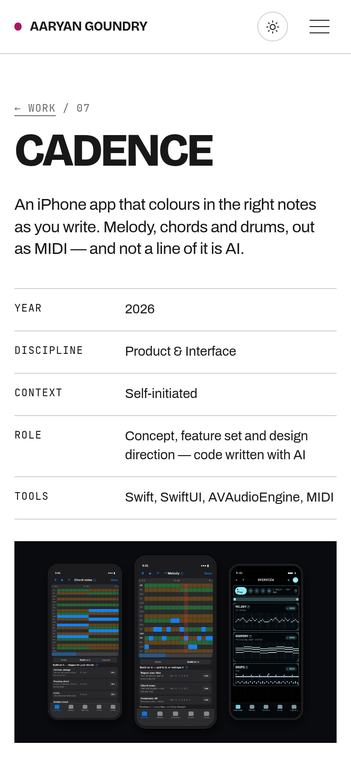 The same page, on a phone