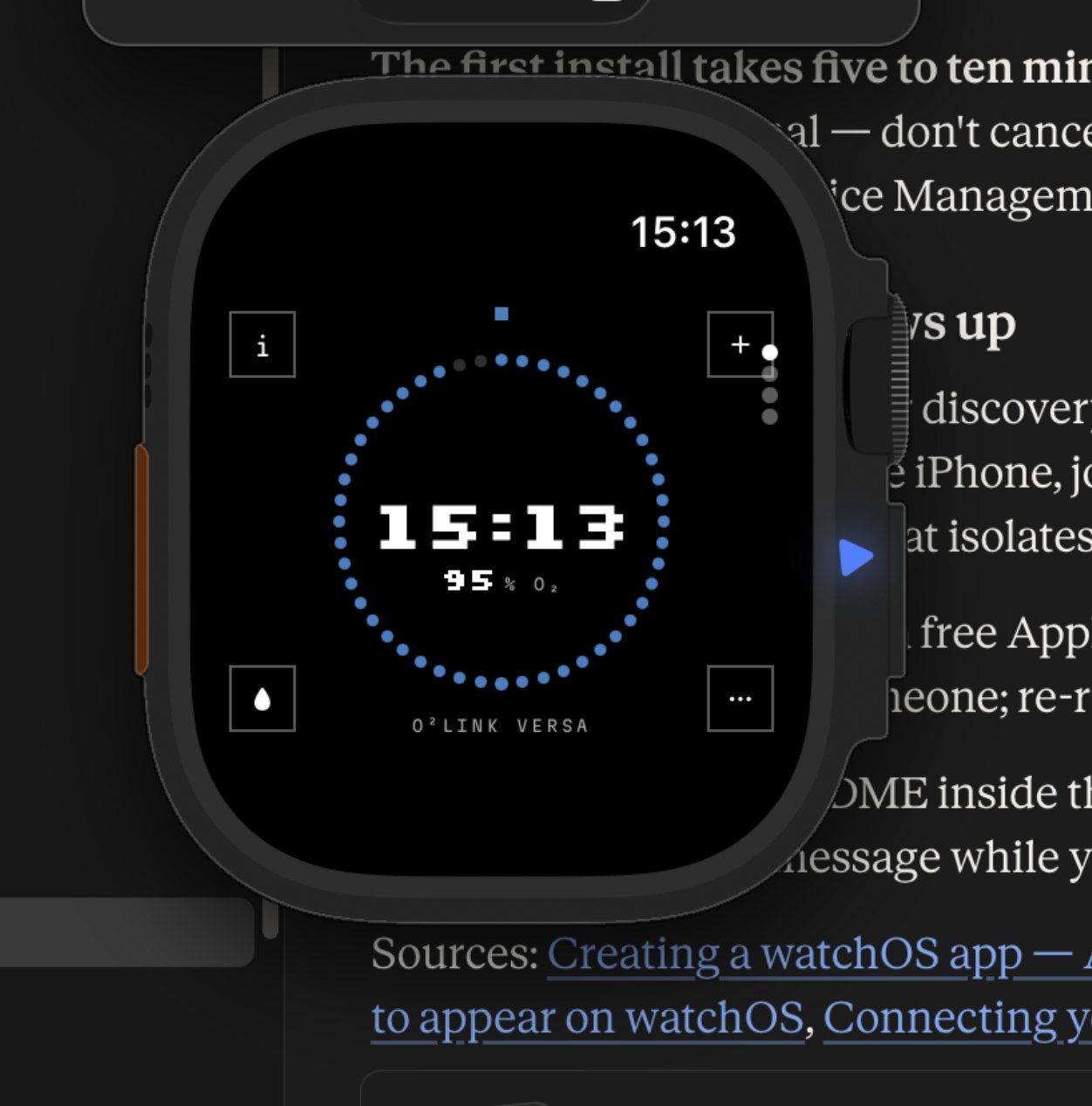 Working the watch face out with Claude, sources at the bottom