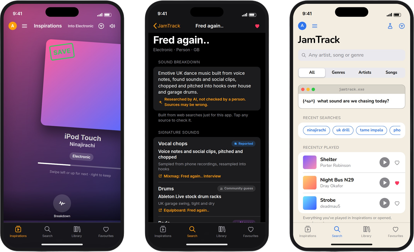 JamTrack — a song taken apart, with where each answer came from