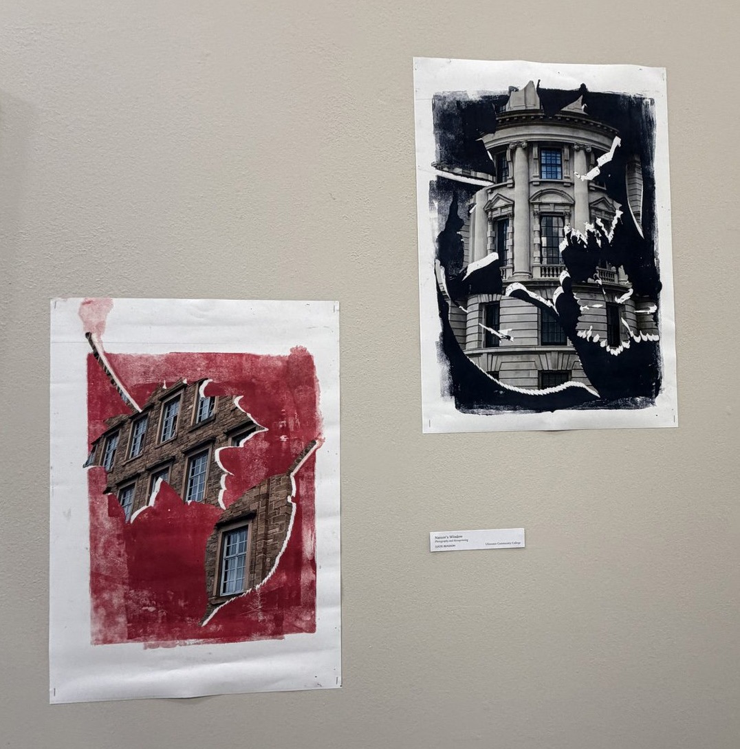Monoprints on the wall at Rheged